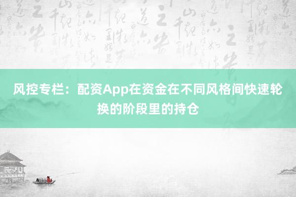 风控专栏：配资App在资金在不同风格间快速轮换的阶段里的持仓