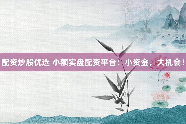 配资炒股优选 小额实盘配资平台：小资金，大机会！