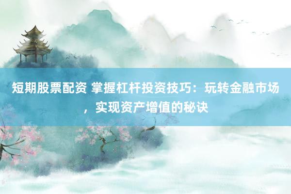 短期股票配资 掌握杠杆投资技巧：玩转金融市场，实现资产增值的秘诀